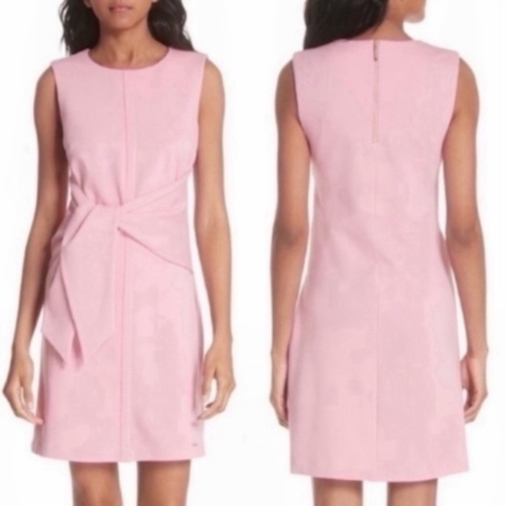 ✅ Ted Baker Dress Papron Pink Front Tie Mini